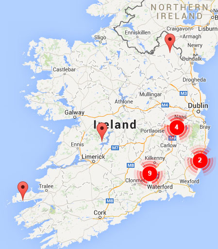 Map of all the Camphill Communities in Ireland